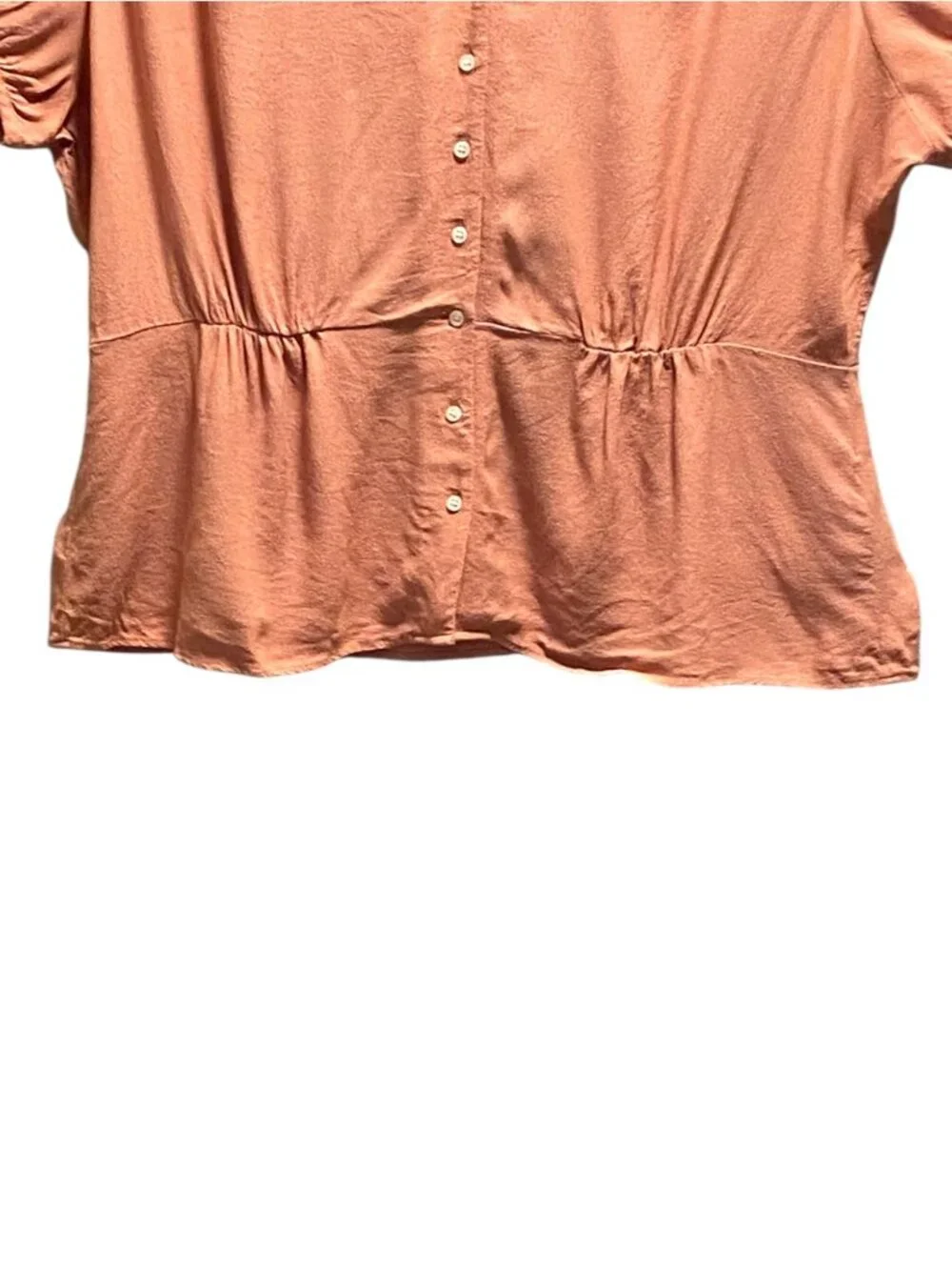J.Crew Button Down Peplum Top Petal Pink Size XL Minimalist Spring Preppy Casual